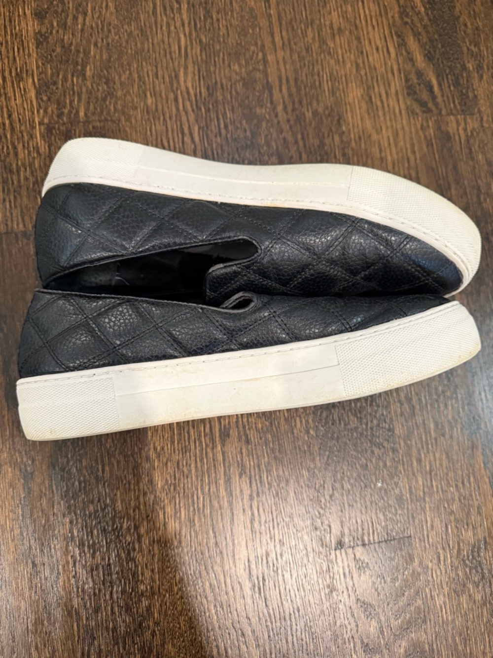Steve Madden Quilted Black Slip-On Sneakers with White Sole - Picture 3 of 3